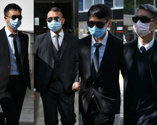 左起：被告傅裕文、被告賴福康、被告張子健、被告趙廣林。