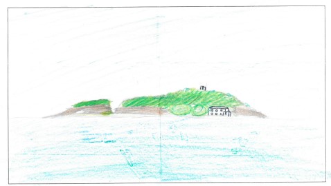 梁綽恆同學繪畫出在前往荔枝窩的船程中所見到的鴨洲面貌。