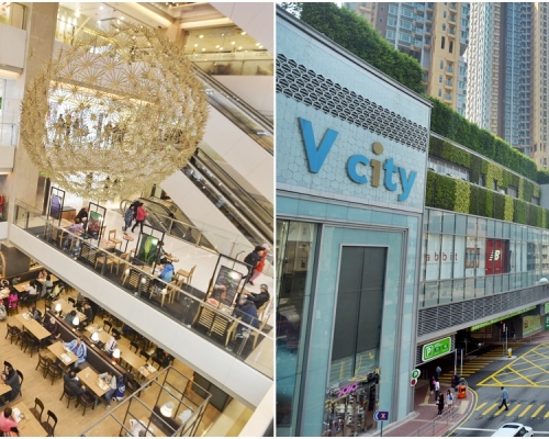 屯門市廣場（左）和V-city均有食肆上榜。資料圖片