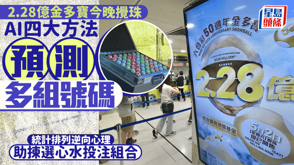 六合彩2.28亿元金多宝将于今晚（5月2日）搅珠。