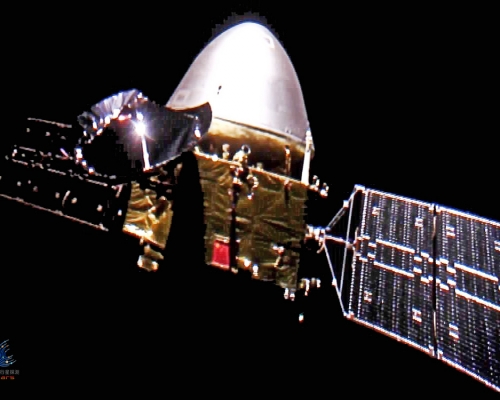天問一號探測器成功進入火星停泊軌道。（新華社圖片）