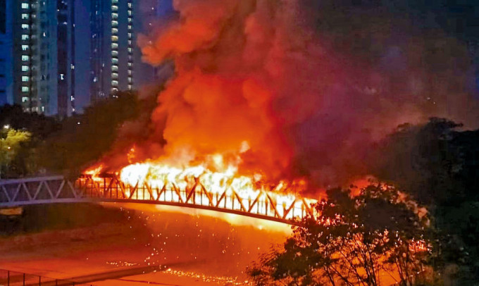 2022 年 6 月 21 日 元朗電纜橋起火事故。資料圖片