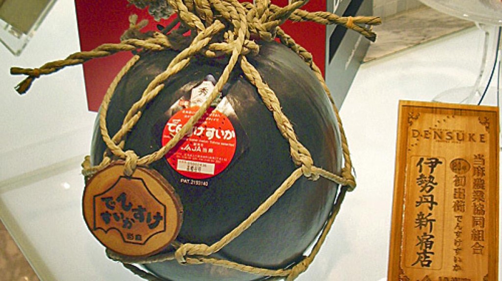 北海道黑皮西瓜舉行今季首拍。美聯社 北海道黑皮西瓜舉行今季首拍。美聯社