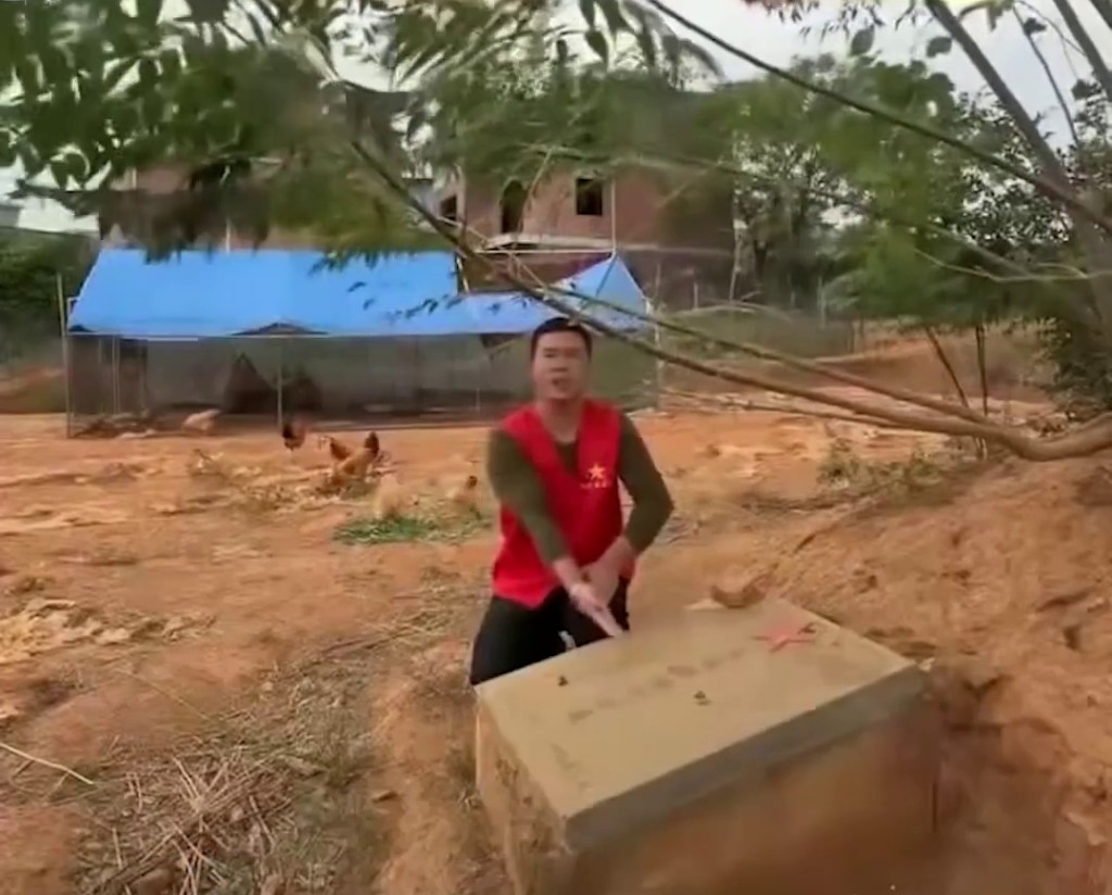 網友發視頻稱湖南永州市道縣一長征英雄烈士墓成了養雞場。 網友發視頻稱湖南永州市道縣一長征英雄烈士墓成了養雞場。