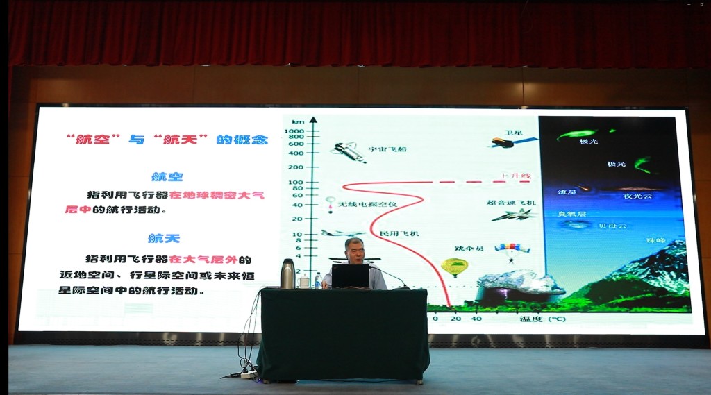 航天科普专家教授黄海为同学进行演讲。