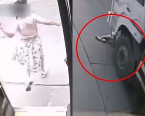 女子一落車遭大貨車輾斃。網上圖片