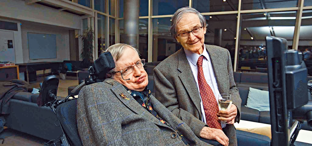 彭罗斯与霍金合照。