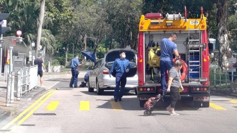 私家車撞倒女途人,消防在場營救。網上圖片