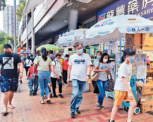 上水旺街雖然不見內地客,惟主要街道人流不絕,區內民生消費力強勁。