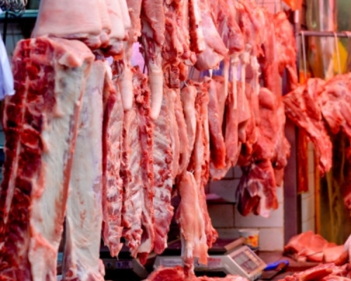 跑马地粮食店新鲜猪肉被验出二氧化硫。图片并非涉事肉档。资料图片