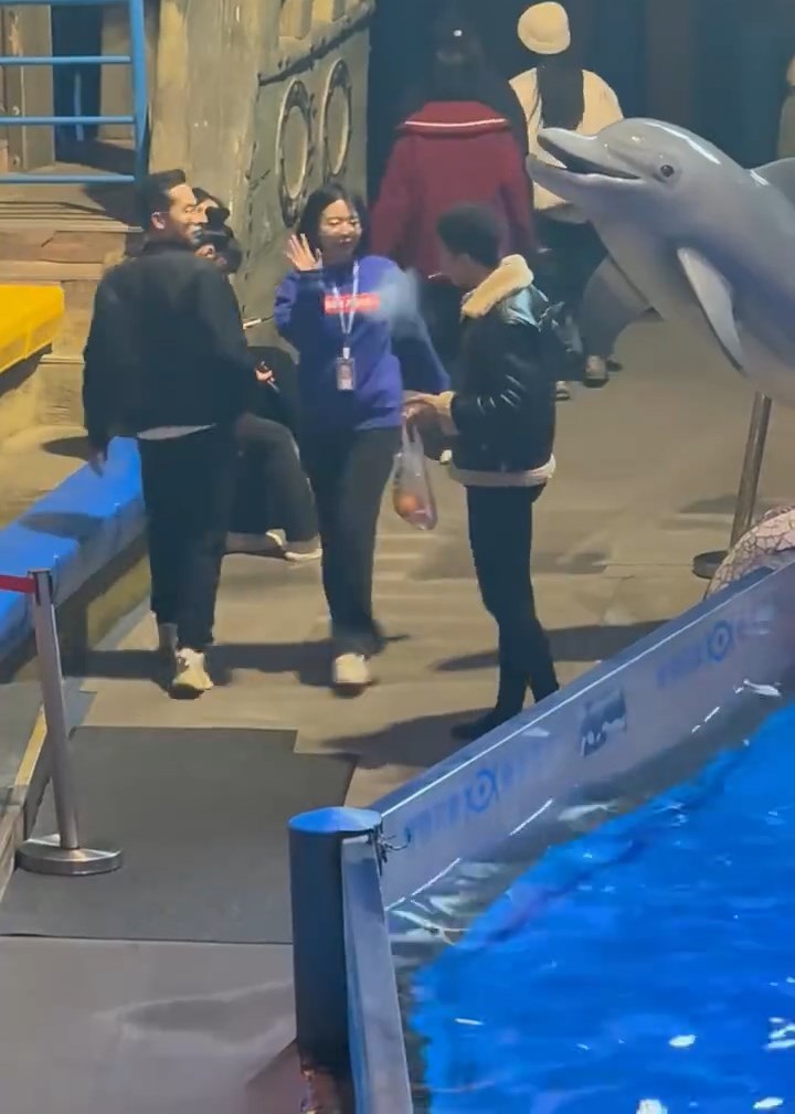 網傳大連一海洋館內,一名男遊客無視吸煙禁令,水池內白鯨噴水淋頭獲激讚。紅星新聞 網傳大連一海洋館內,一名男遊客無視吸煙禁令,水池內白鯨噴水淋頭獲激讚。紅星新聞