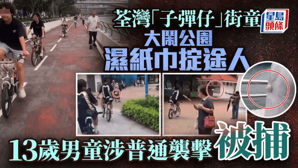 荃灣「子彈仔」街童｜大鬧公園濕紙巾擲途人 警拘13歲男童涉普通襲擊