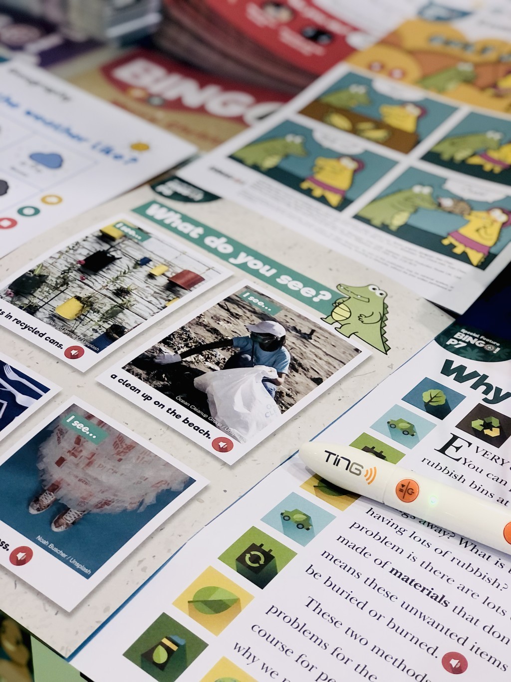 英文刊物《BINGO!》可配合互動點讀筆助學生閱讀。