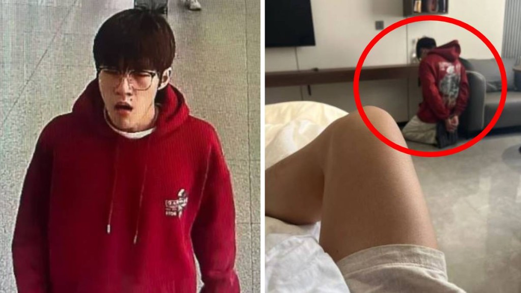 閉路電視拍到王祖校離家出走畫面，隨後家人收到王祖校的照片（紅圈示）。