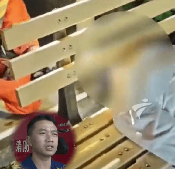 中山醉漢頭部卡長椅20cm縫隙，消防員出動拆椅營救。廣東電視台