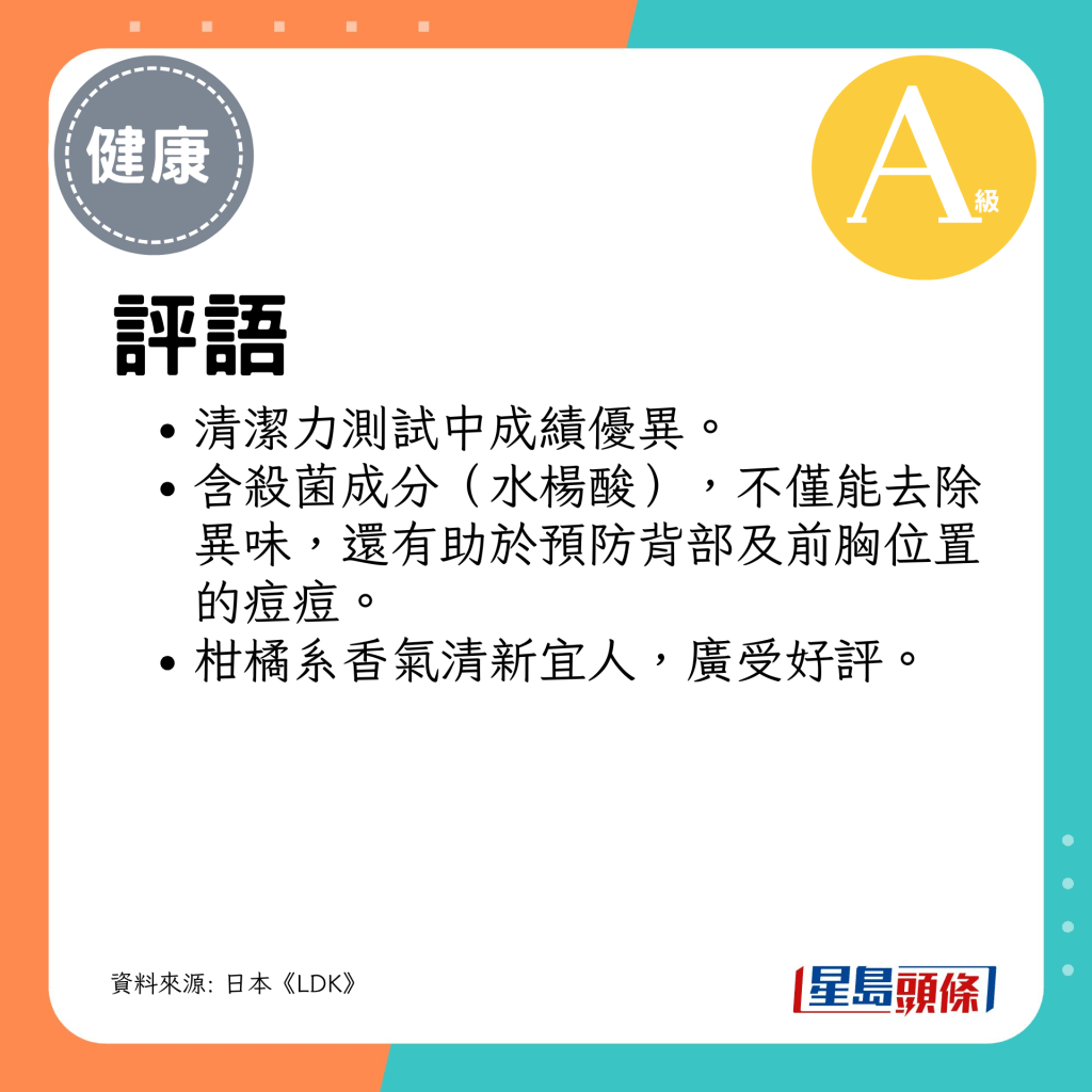 清洁力测试中成绩优异。