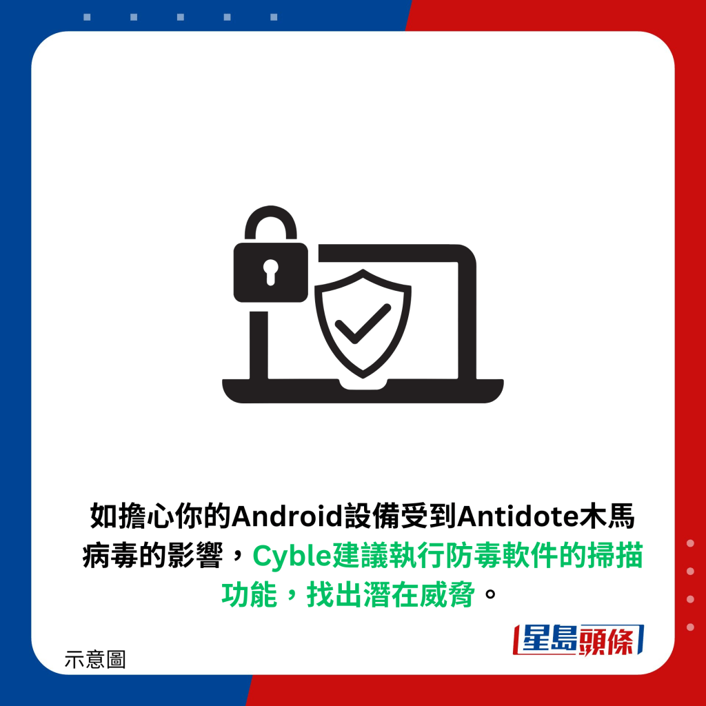 如擔心你的Android設備受到Antidote木馬病毒的影響，Cyble建議執行防毒軟件的掃描功能，找出潛在威脅。