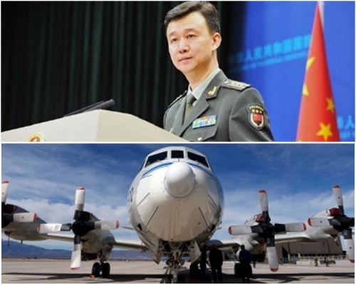 圖上，吳謙；圖下，美軍P-3巡邏機。