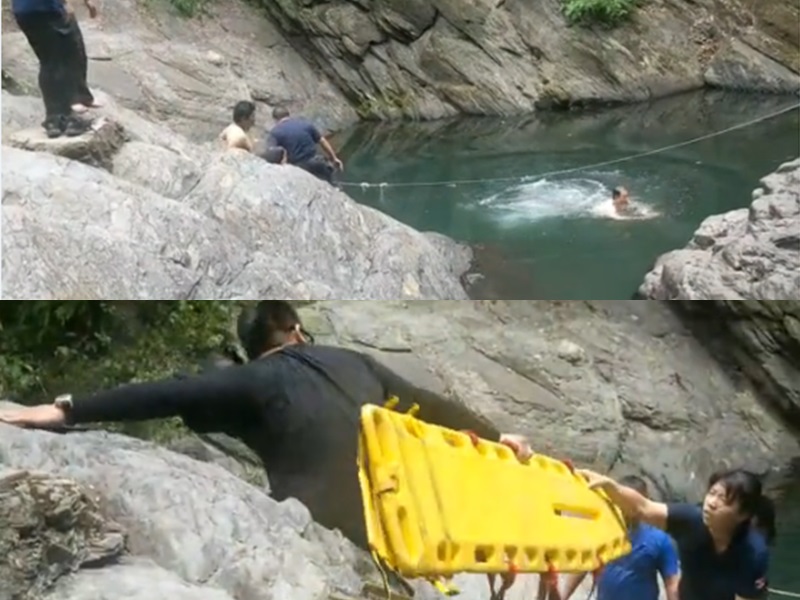 澳門留學生在武潭瀑布戲水時溺斃。網圖