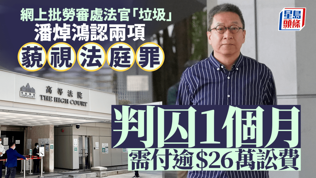 潘焯鸿承认两项藐视法庭罪，被判囚1个月。叶伟豪摄