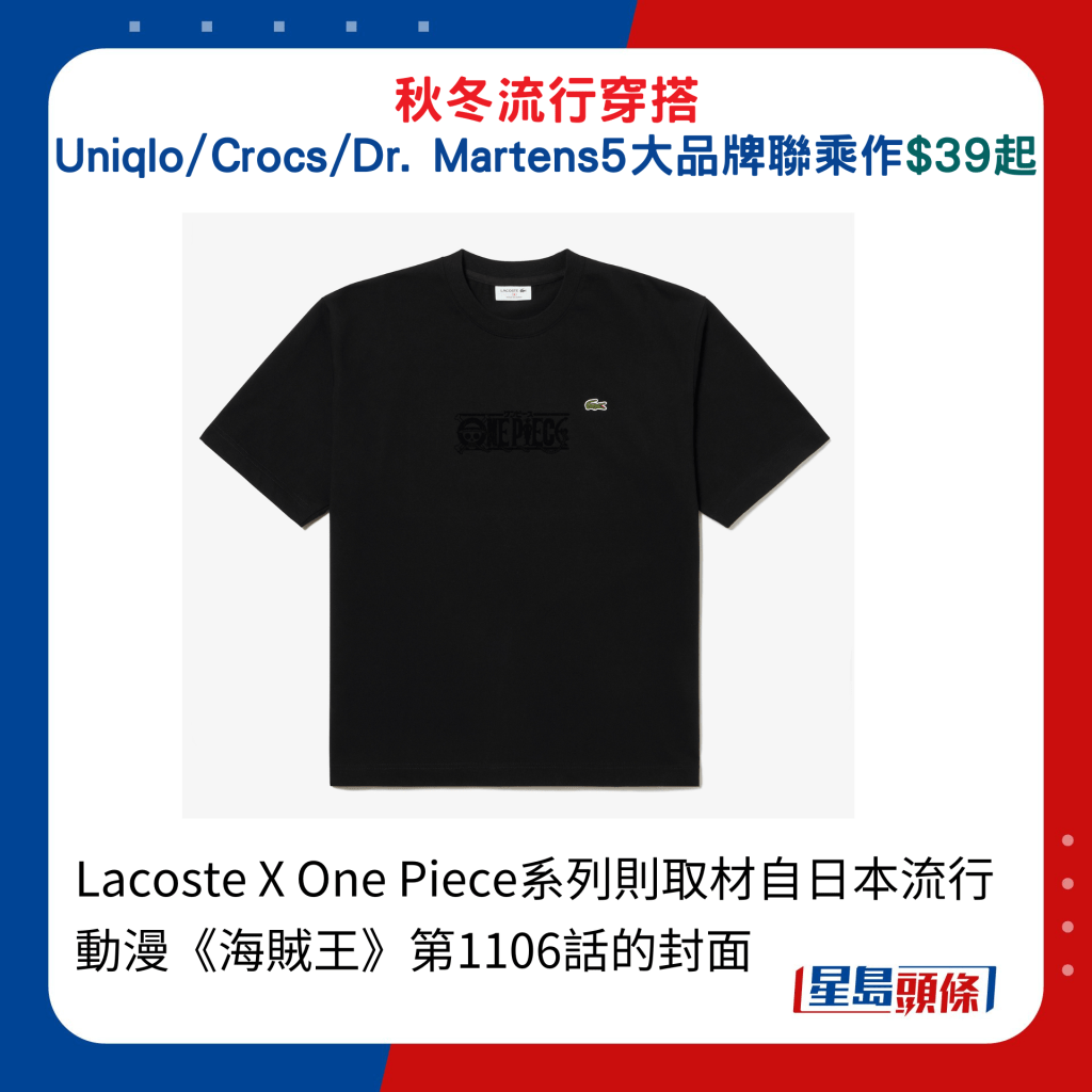 Lacoste X One Piece系列则取材自日本流行动漫《海贼王》第1106话的封面