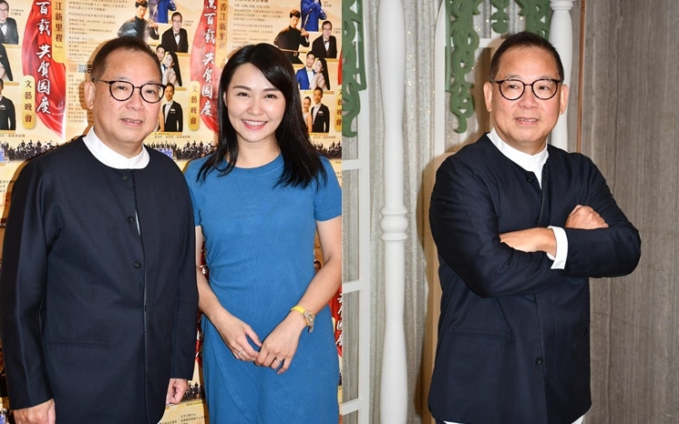 張明敏與新歌MV女主角黃穎君為文藝晚會宣傳。