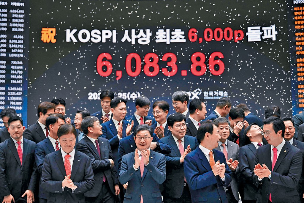 韓股上周首次突破6000點大關。