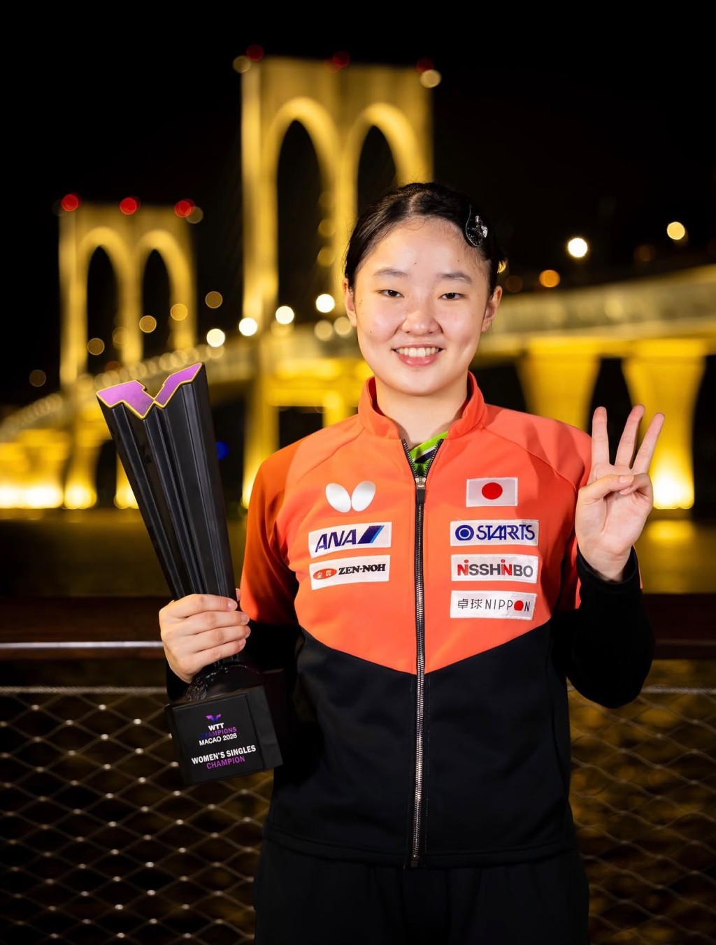 張本美和決賽以4:3反勝同屬國家隊的陳熠，完成一串二，成功在澳門站贏得今季第四冠。WTT官方Instagram