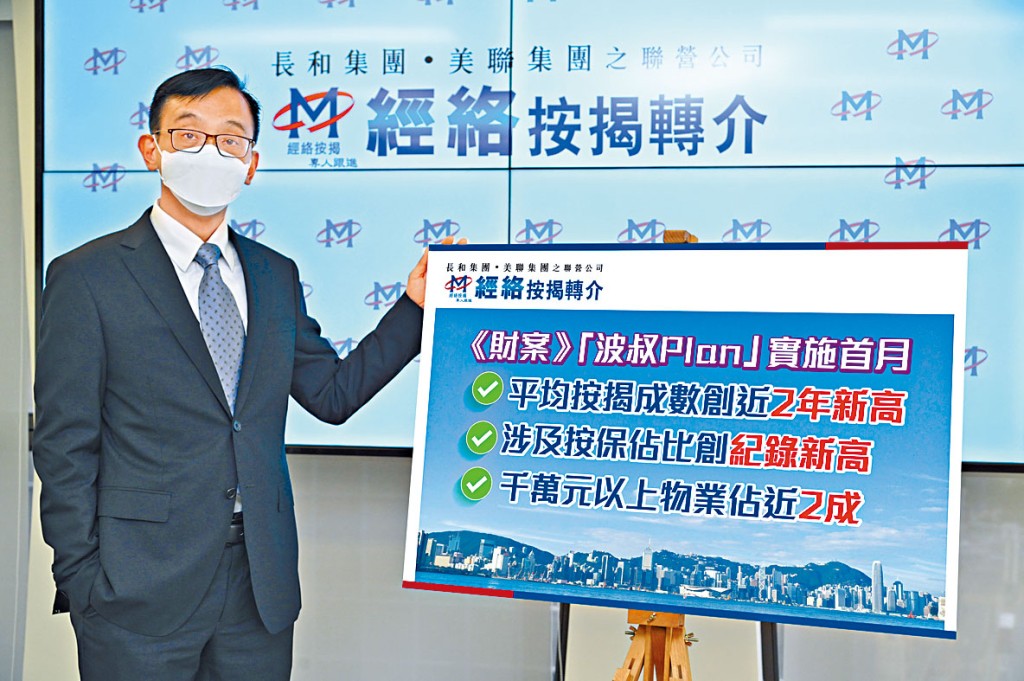 經絡曹德明料千萬樓上物業採按保計畫比例將續上升。