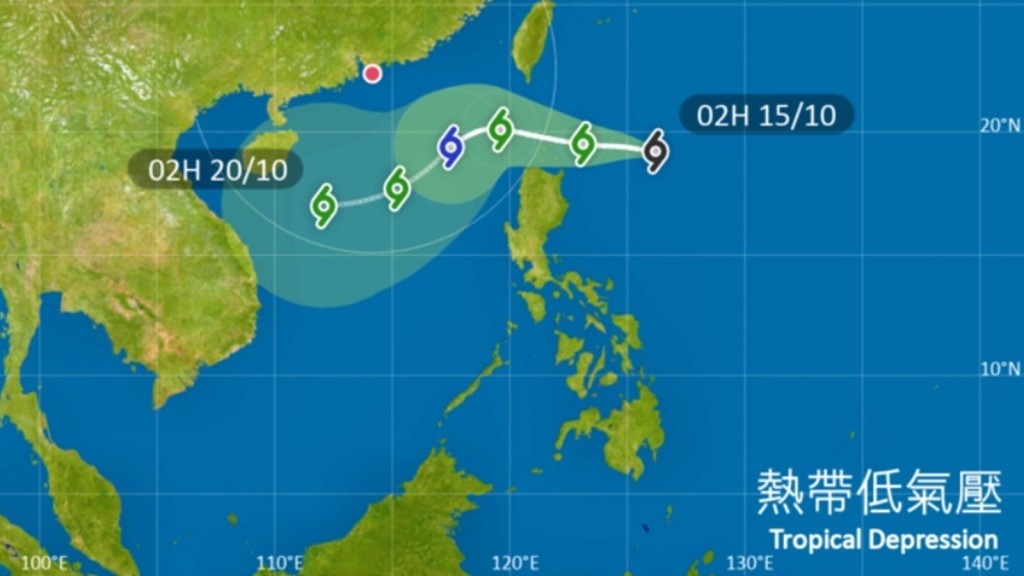 熱帶氣旋明日（16日）橫過呂宋海峽。天文台截圖