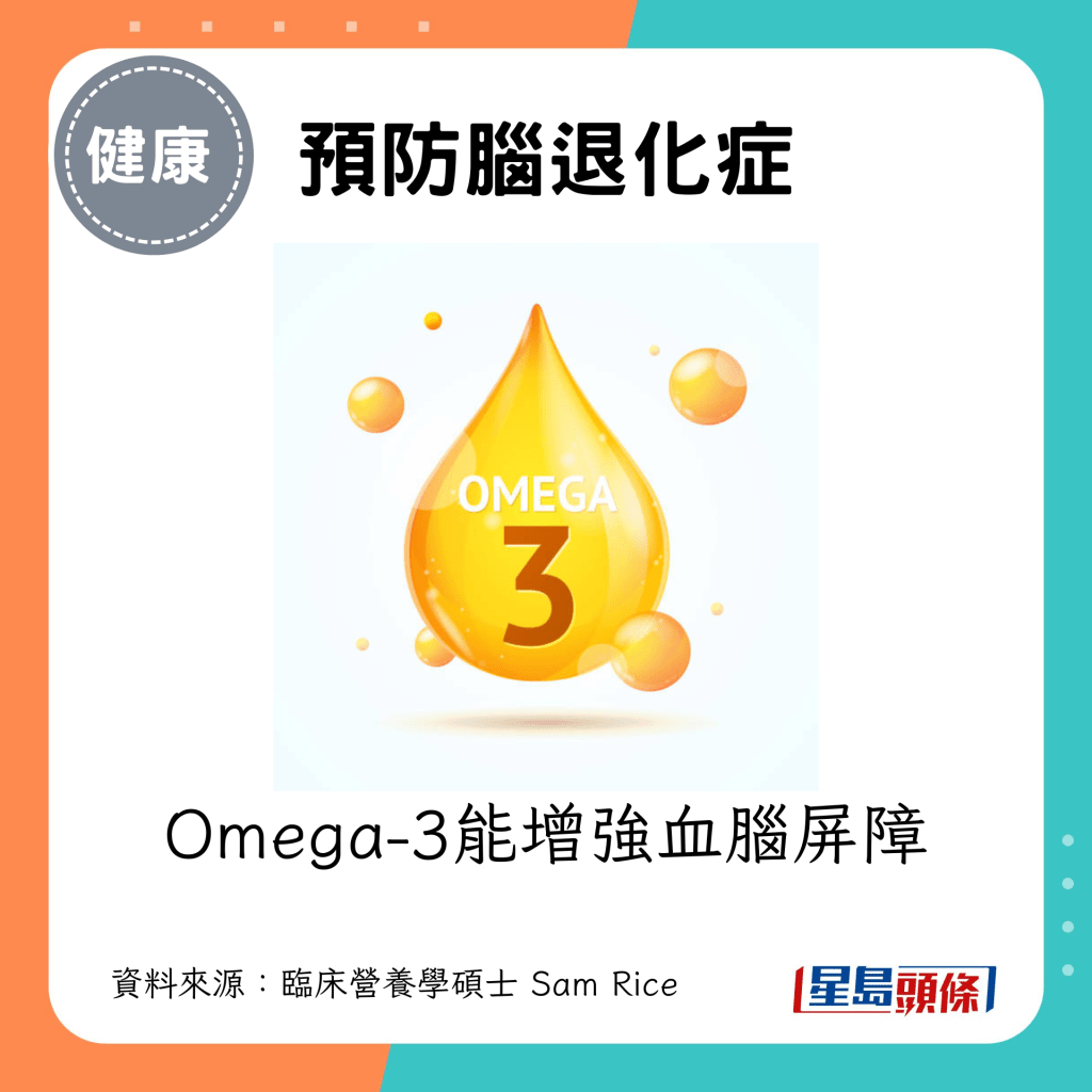 預防腦退化症：Omega-3能增強血腦屏障