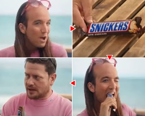 Snickers於西班牙播放的一個廣告，被指歧視同性戀。網上片段