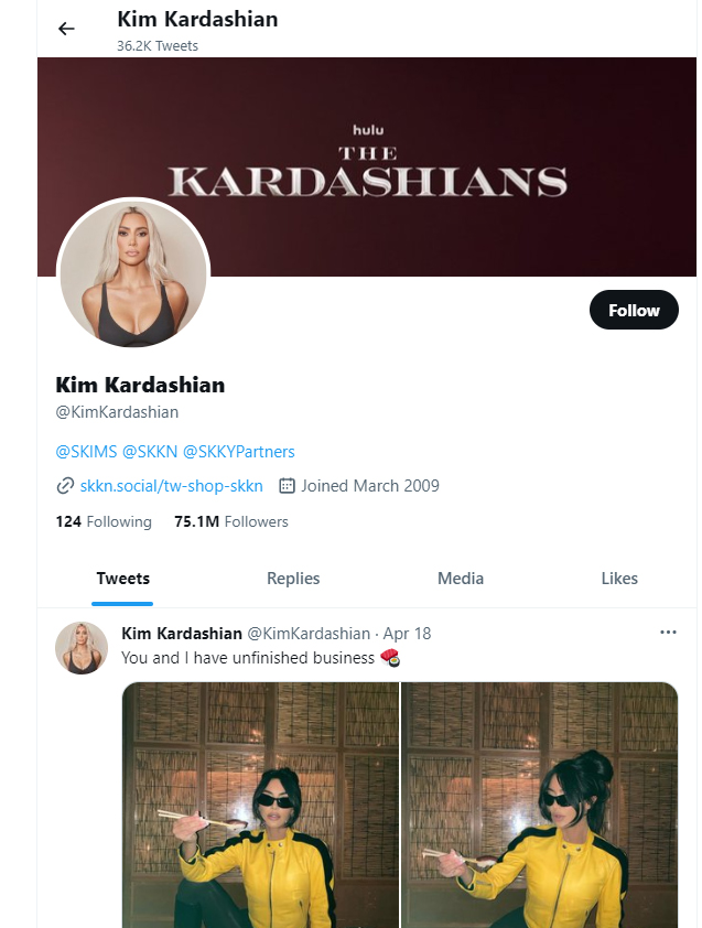(Kimberly Noel Kardashian的Twitter。Twitter