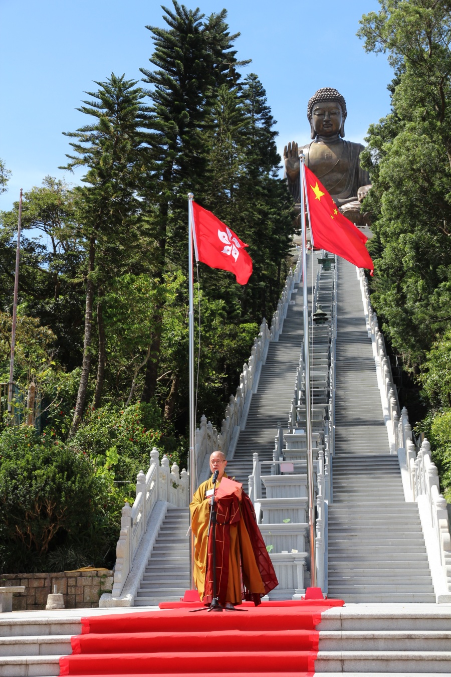 宝莲禅寺方丈净因法师致辞。香港佛教联合会