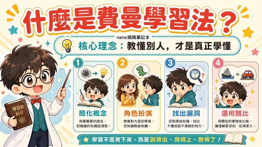 費曼學習法可檢視自己掌握了多少知識,提升自信心。(圖片來源:受訪者提供) 費曼學習法可檢視自己掌握了多少知識,提升自信心。(圖片來源:受訪者提供)