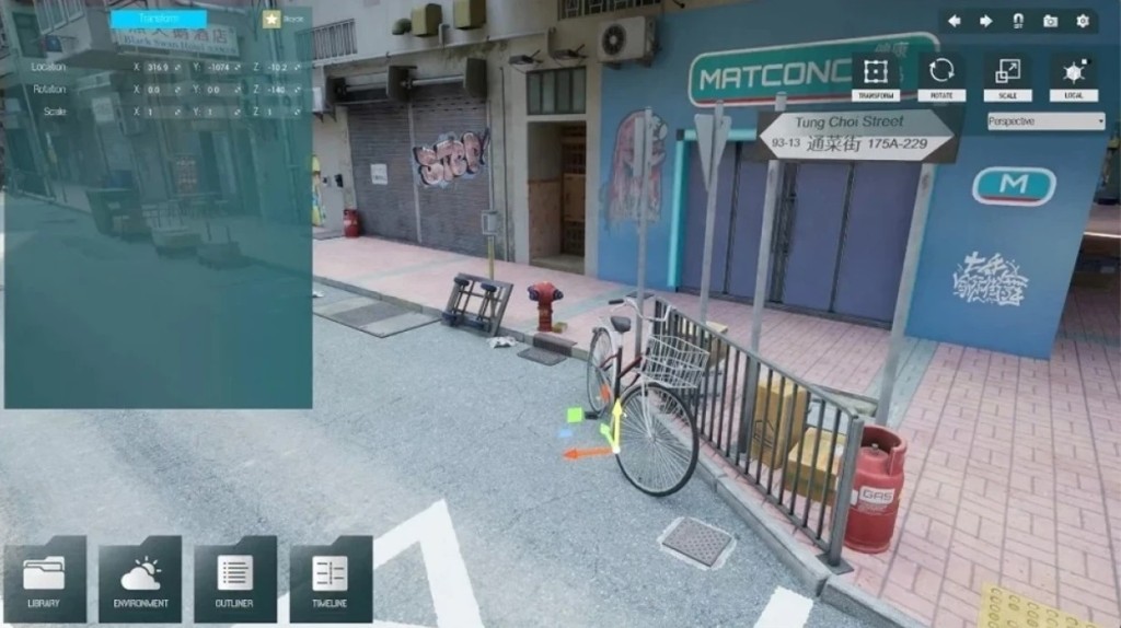CineSim有15個預設3D逼真場景模版。嶺大提供