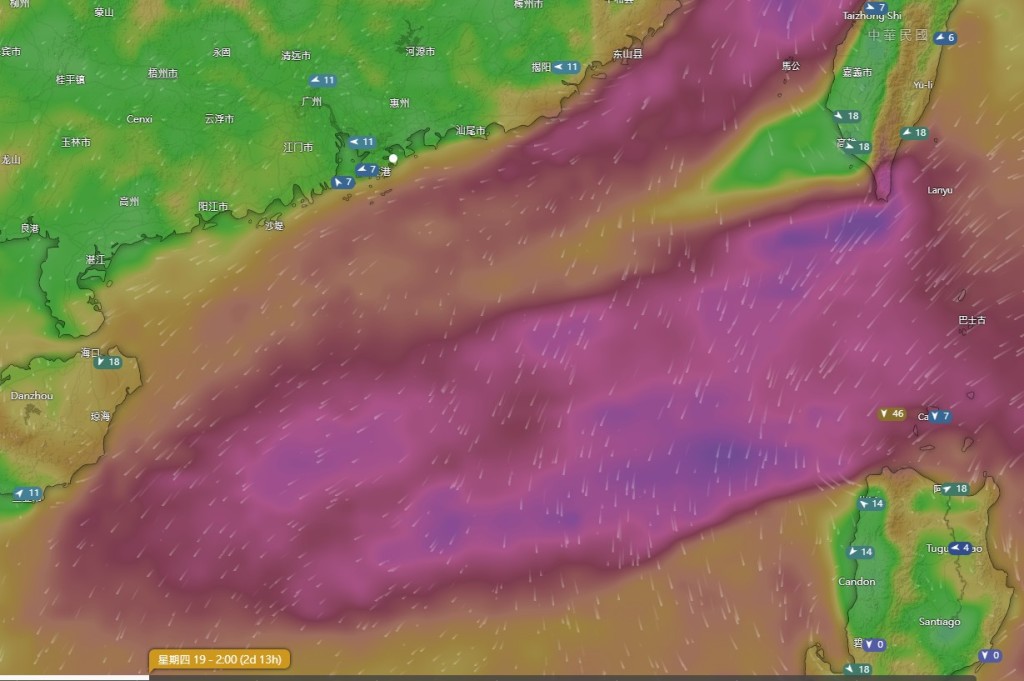 据欧洲中期天气预报中心（ECMWF）最新预测，该位于吕宋附近的热带气旋将于本周四（19日）最接近本港。