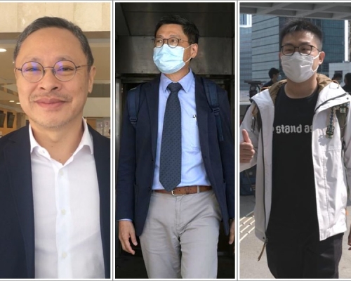 左起戴耀廷，陳健民及黃浩銘等9人提出上訴。