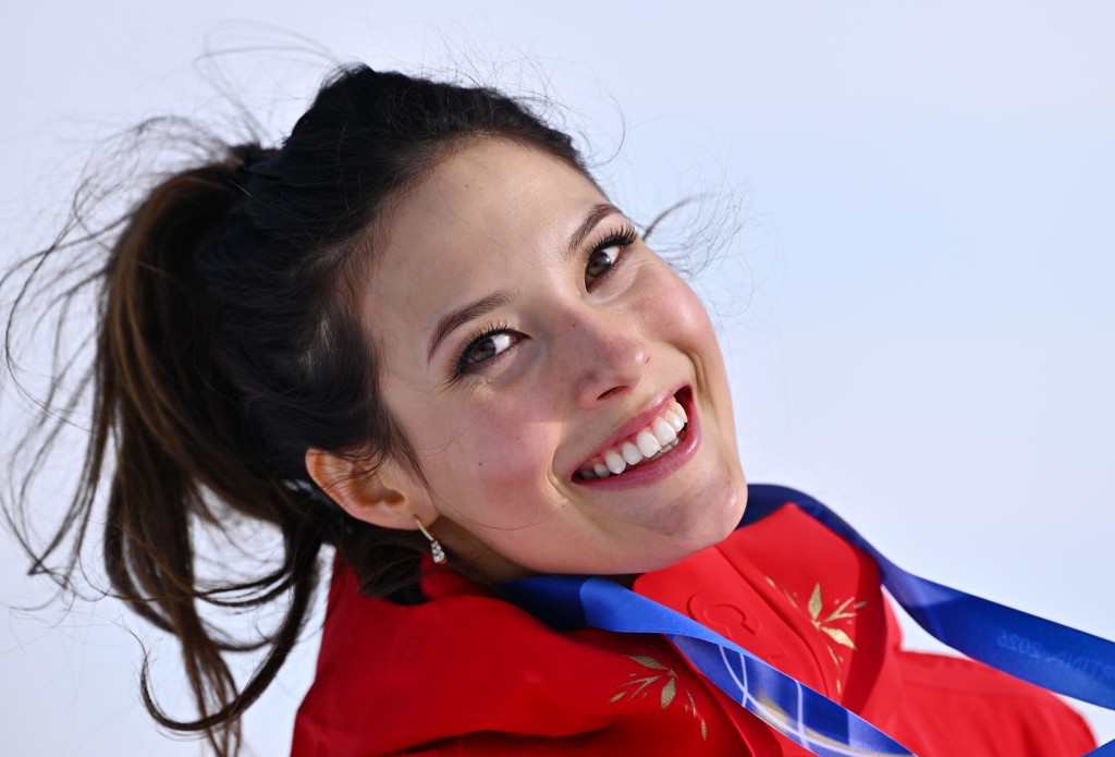 中國選手谷愛凌在意大利冬奧會。 新華社