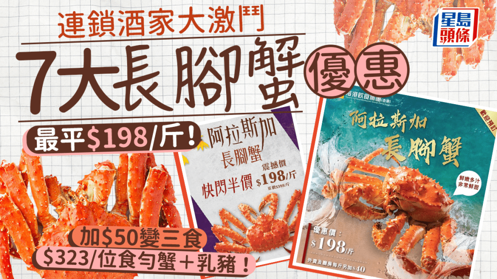 長腳蟹優惠2025｜7大酒樓激鬥！富臨/海港/稻香最平$198/斤 低至$323/位嘆勻蟹+乳豬