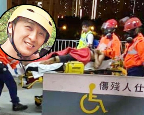 救護隊目鄭冠明總括,周(小圖)當時處於「仍有呼吸脈膊,但處於昏迷狀態」,並且懷疑有內出血情況。 資料圖片