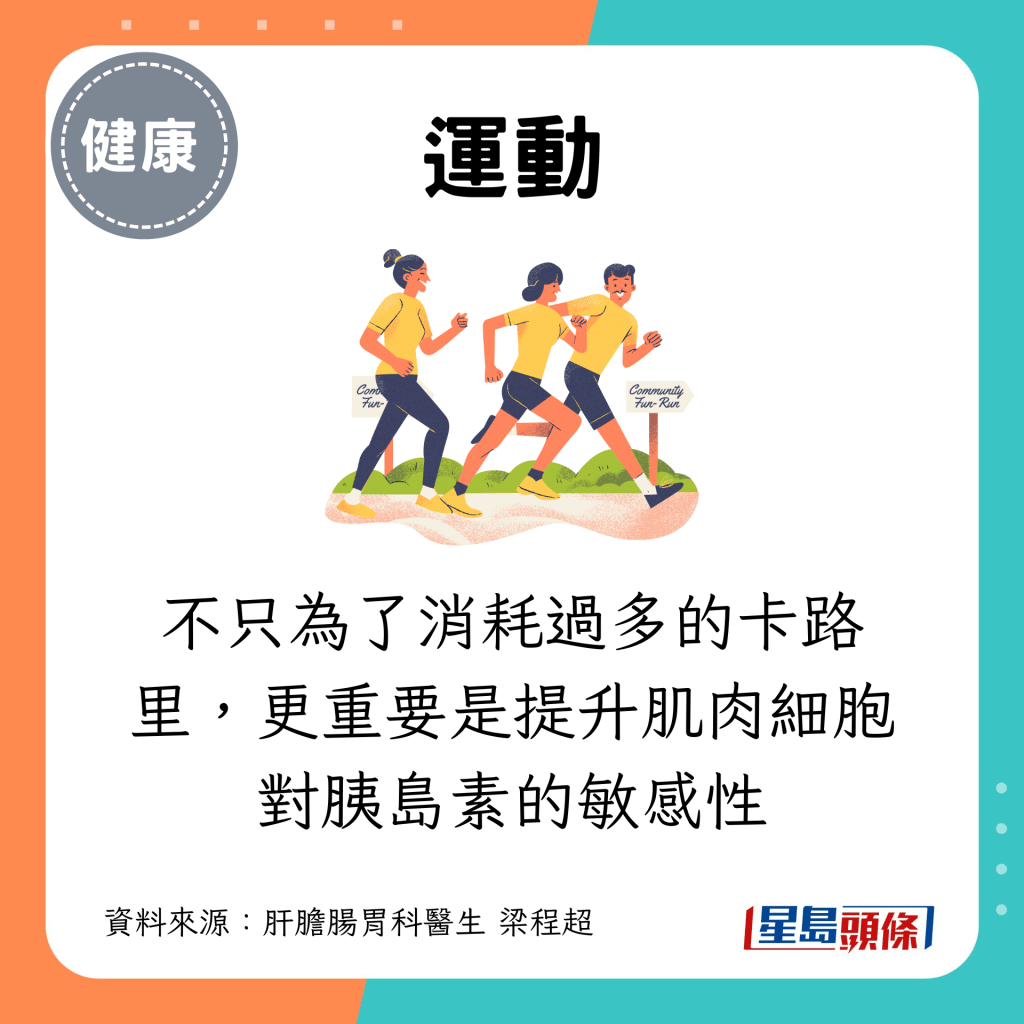 不只為了消耗過多的卡路里，更重要是提升肌肉細胞對胰島素的敏感性