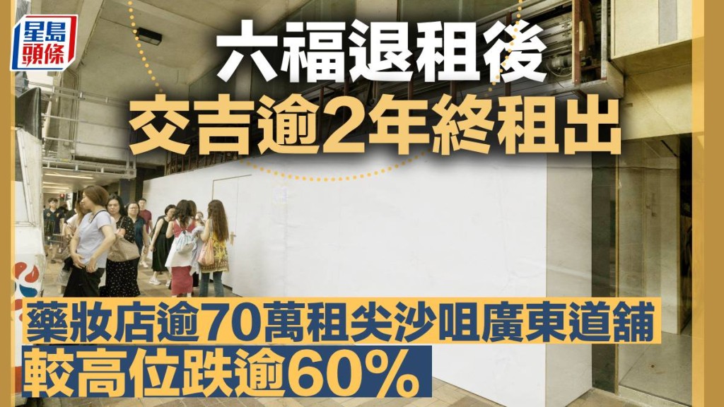 六福退租後交吉逾2年終租出 藥妝店逾70萬租尖沙咀廣東道舖 較高位跌逾60%