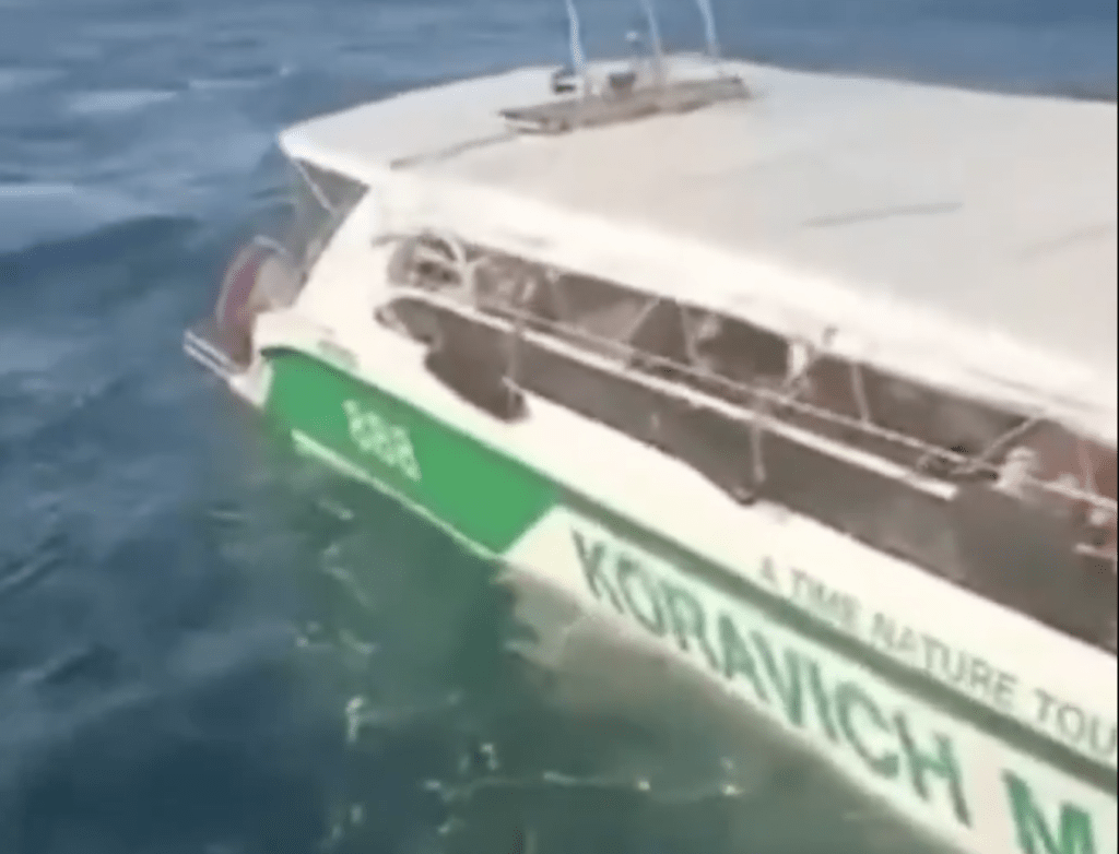 涉事高速快艇上載有55人。 X@PrzemekShura 影片截圖