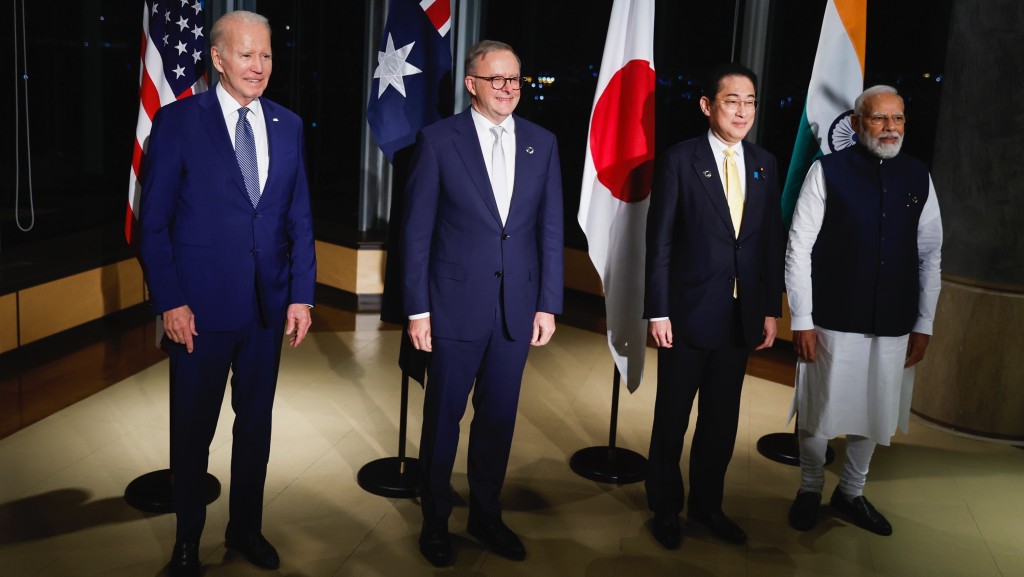 美国、日本、印度、澳洲4国的「四方安全对话」（QUAD）也在广岛举行。 美联社