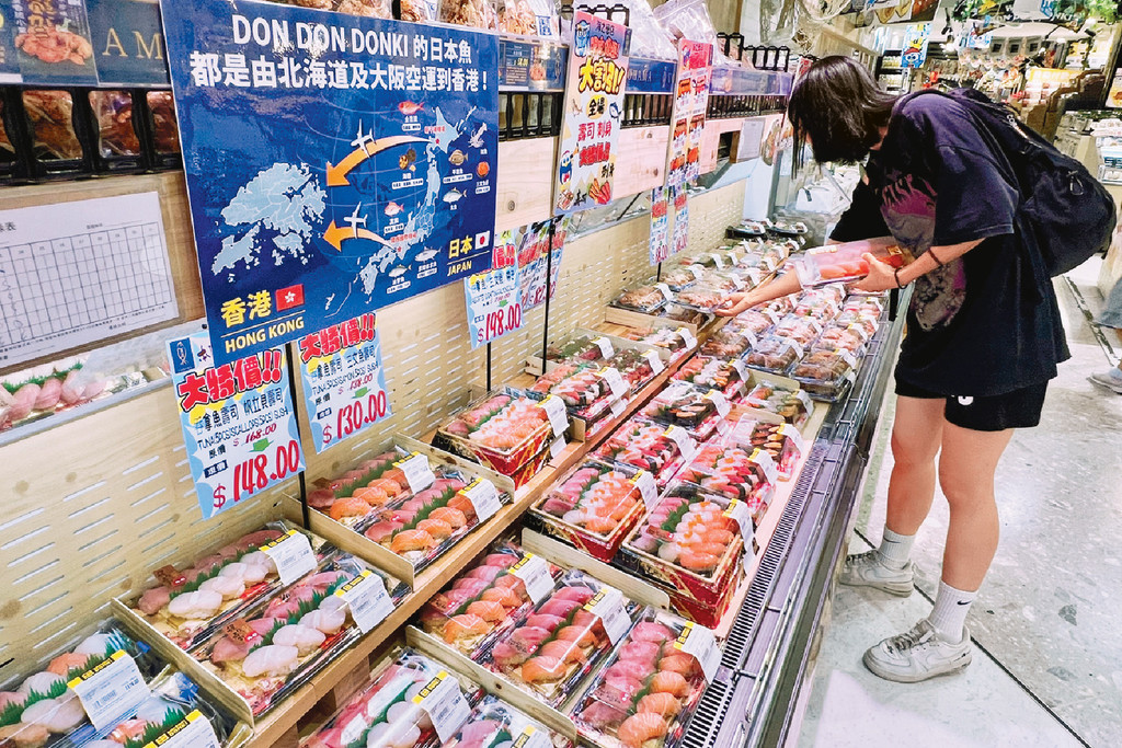 ■有日式超市壽司貨量充足，但未有在每件商品標籤上寫明產地。