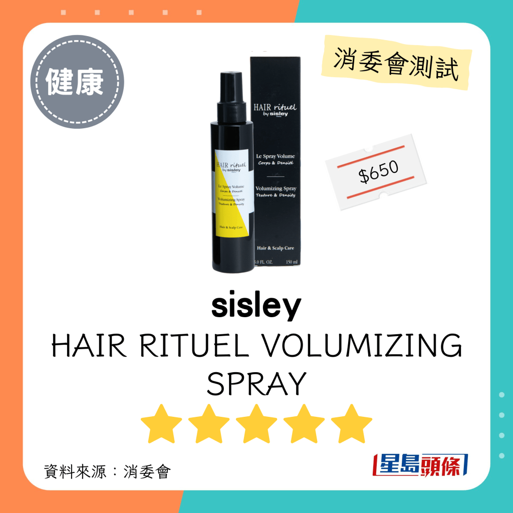 消委会发泥发蜡5星名单｜sisley HAIR RITUEL VOLUMIZING SPRAY。