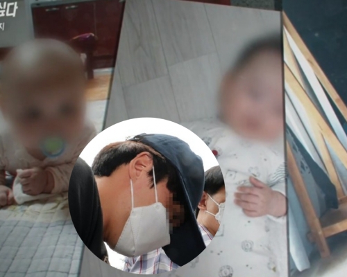 南韓一名繼父（圓圖）竟對20個月大的女嬰性侵，並將她虐打致死。 （網上圖片）