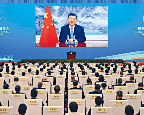 習近平在進博會發表講話。