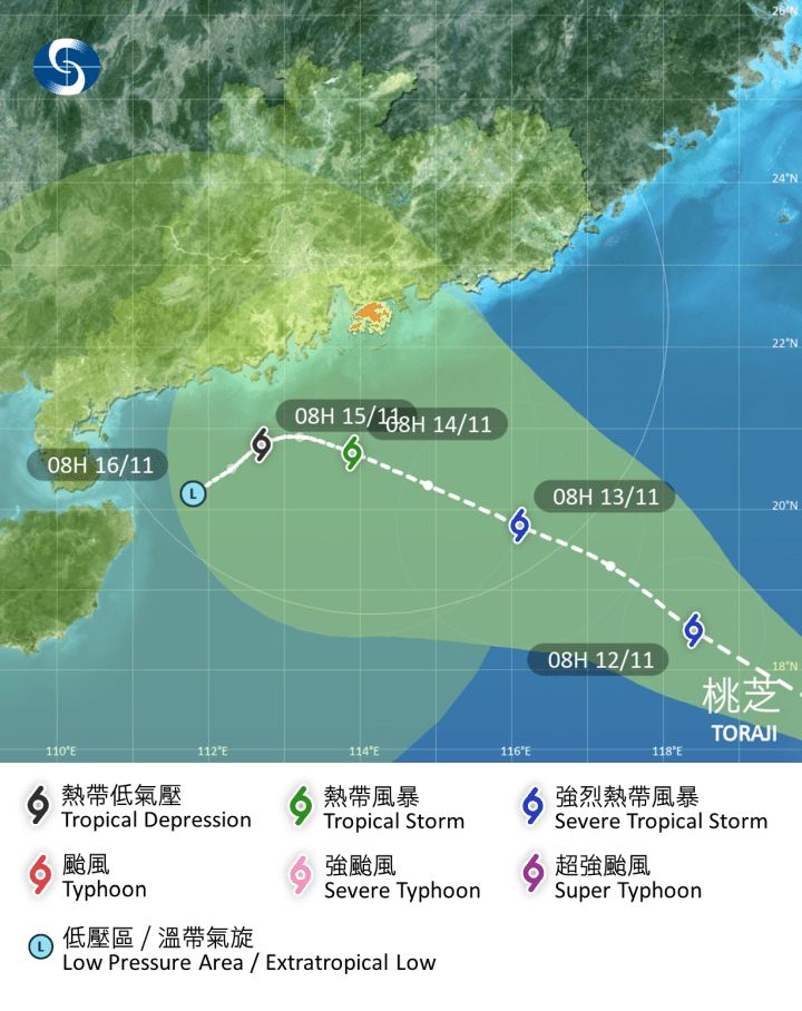 热带气旋桃芝路径预测。